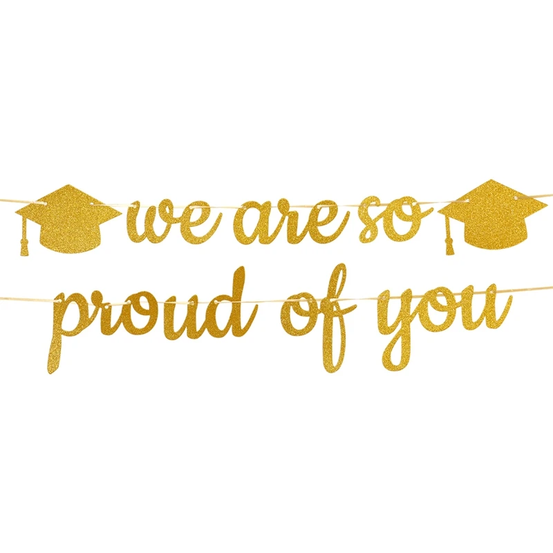 Description Picture 5 of item2025 Graduation Banners Party Decoration Black Glitter We are So Proud of You Graduation Banners Garland for Graduation Supplies
