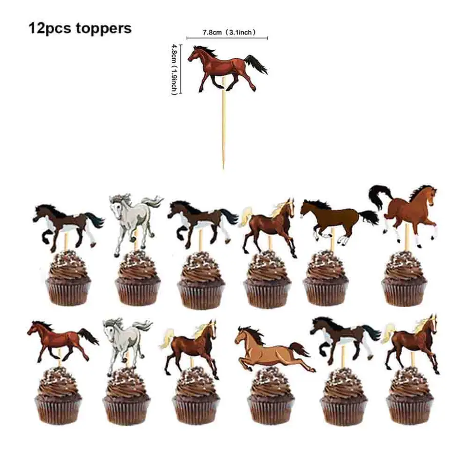 Kit Festa A Tema Cavallo: Set Completo Con 24 Figure Cavallo, Adesivi, Sacchetti Regalo E Stickers Per Compleanno Bambini