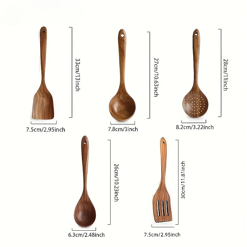 Thailand Teak Cooking Spoon Natural Wooden Kitchen Tableware Tool Ladle Turner Rice Colander Soup Skimmer Scoop Utensils