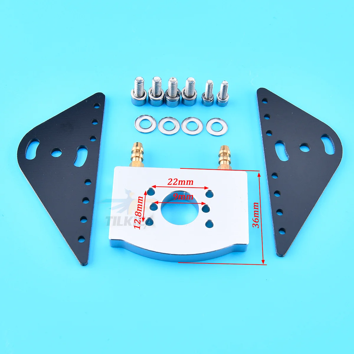 Support moteur RC 540/550 avec refroidissement eau - Bleu/Argent/Rouge