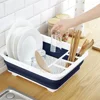 Kitchen Dry Storage Basket Drainer Organizer Foldable Dish Rack Dinnerware Bowl Rack Tableware Plate Storage Kitchen Accessories 3