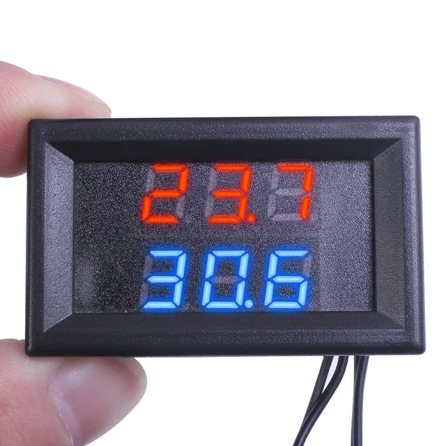 DC 4V-28V Mini Dual Display LED Digital Temperature Controller Temperature Sensor Thermometer Tester Control + NTC Metal Probe 3