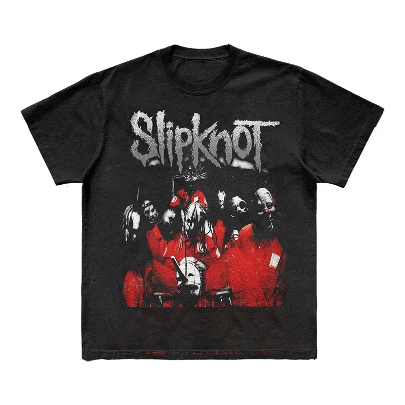 Foto SLIPKNOT Gothic Style Band T-Shirt Baumwolle Grafik-Shirt Herren Damen Sommer Streetwear Top