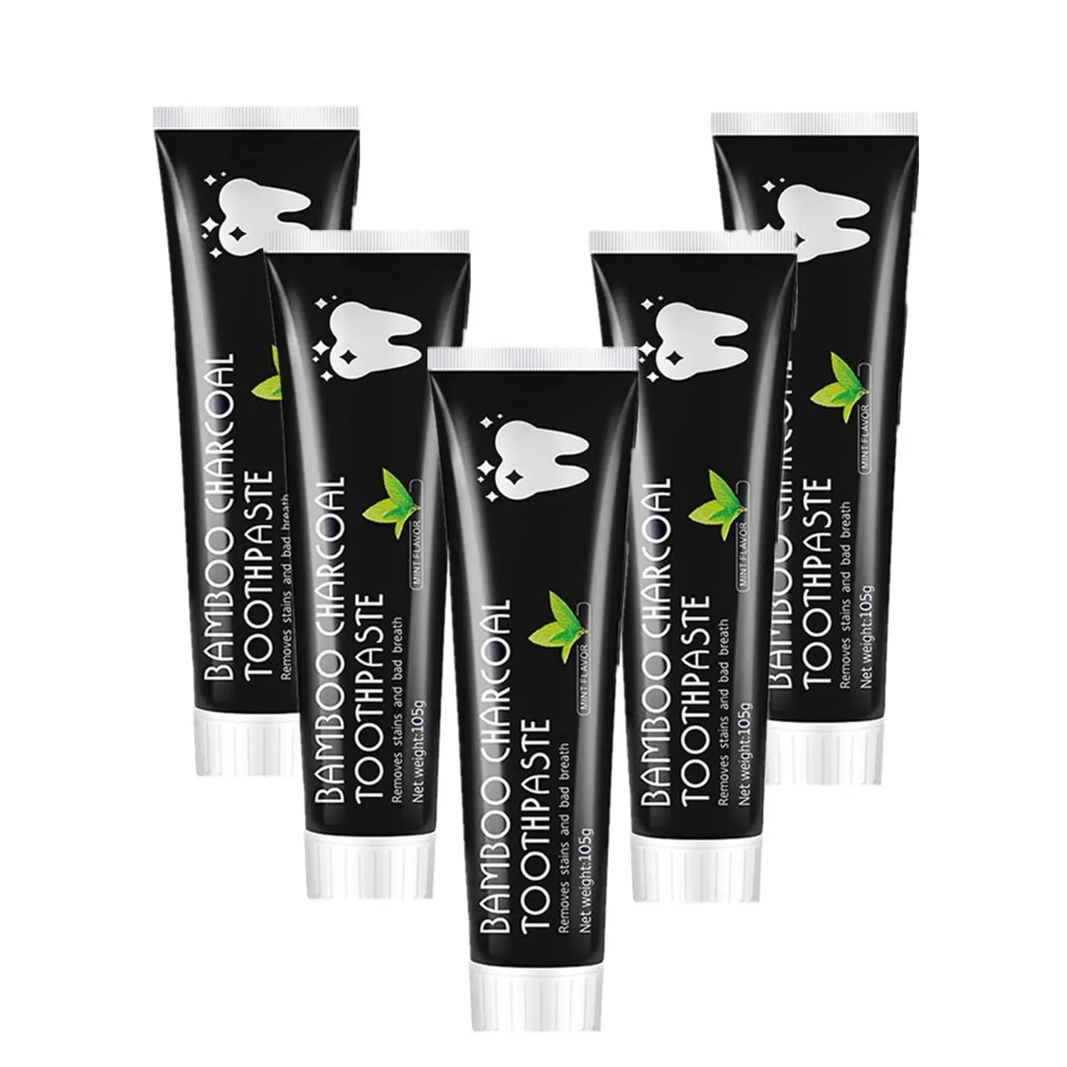 

5pcs 2023 New Bamboo Charcoal Black Toothpaste Deep Clean Mint Flavor Teeth Whitening Bad Breath Stains Beauty Health Care