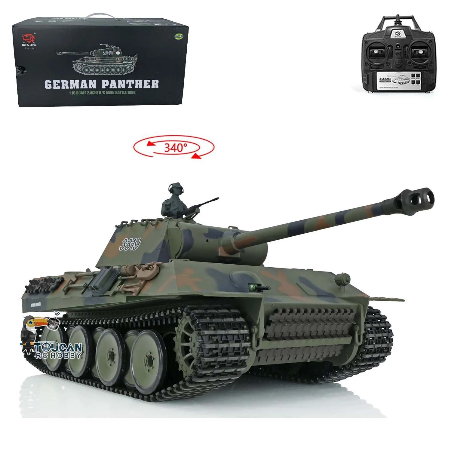 

2.4Ghz Heng Long 1/16 7.0 Plastic Ver German Panther V RTR RC Tank 3819 Model Toys for Boys Vehicle TH17285