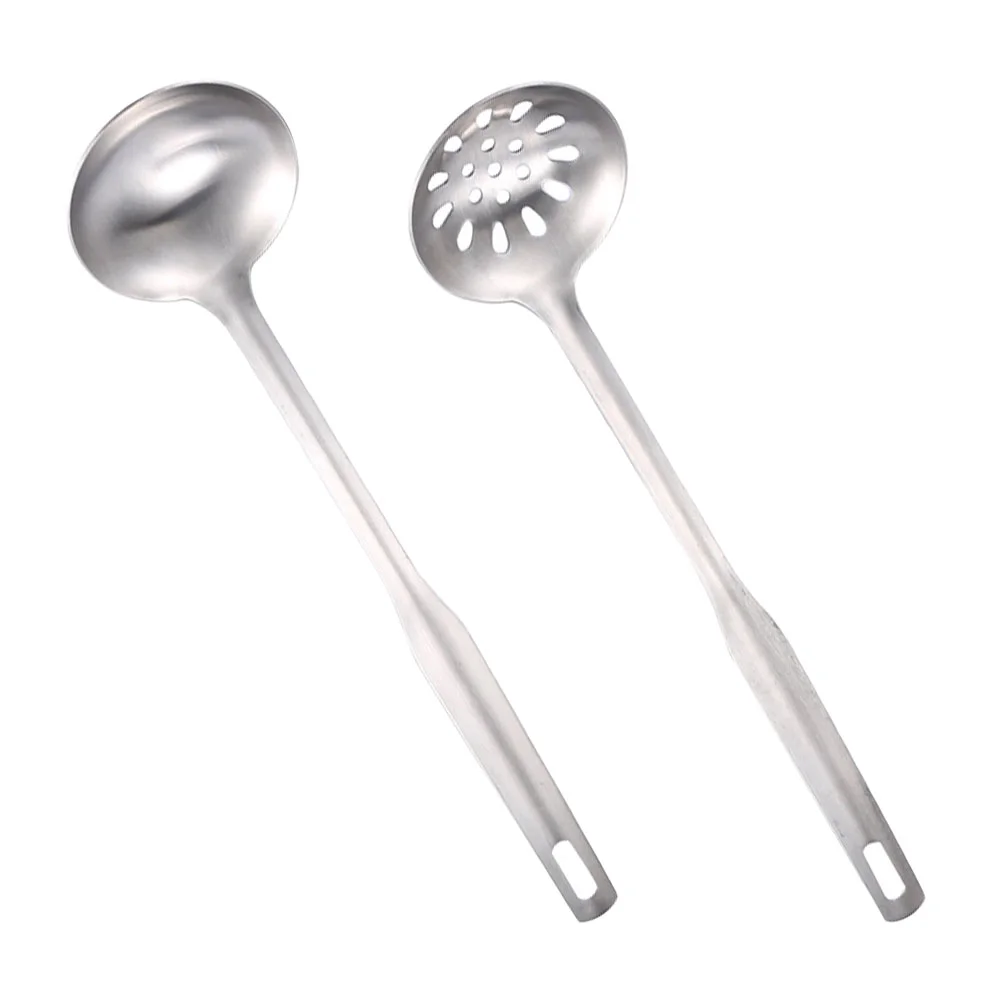 

Stainless Steel Spoon Soup Colander Ladle Long Handle Hotpot Straining Kit Food Serving Spoons