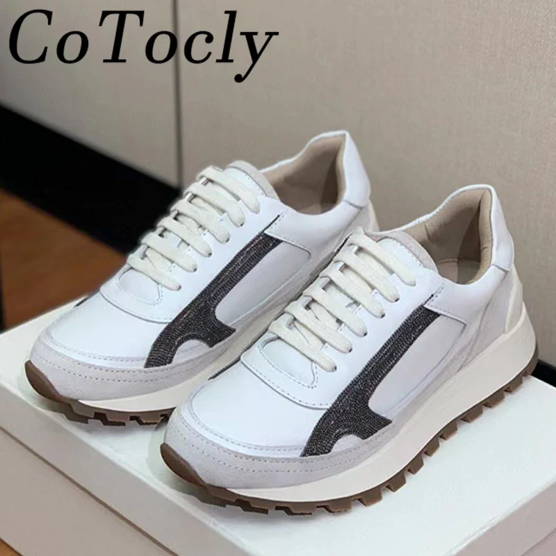 

New Sneakers Women Round Toe String Bead Slip-On Outdoors Casual Running Shoes Female Comfort Lace-up Flat Sports Shoes Woman