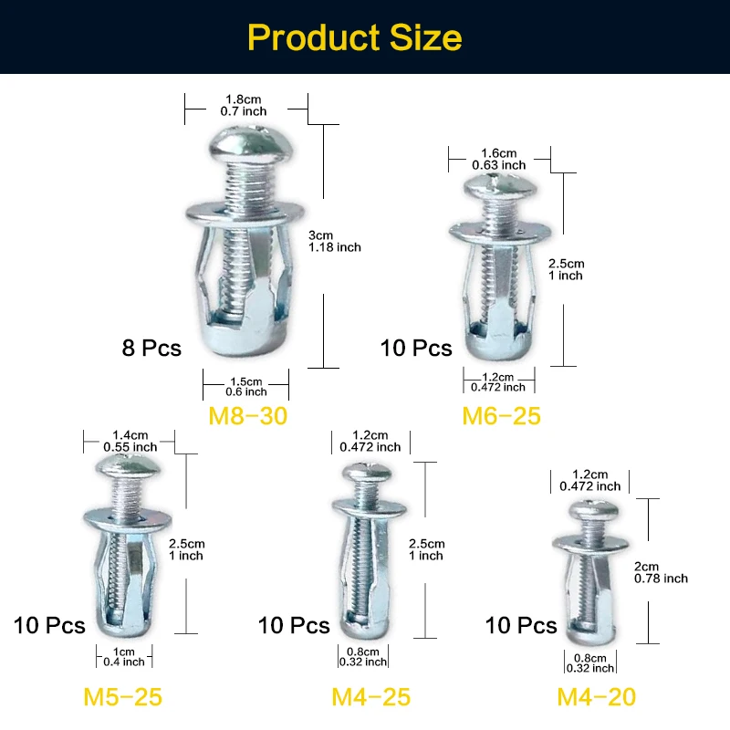 Petal Nuts Expansion Screw Jack Nut Carbon Steel Rustproof Corrosion-Resistant Petal Shape Rivet Nuts Fasteners M4 M5 M6 M8