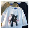 Cute Cat Print Design O-neck Short-sleeved T-shirt Women Ins Fashion Trend Couple Versatile Loose Y2k Top Women T-shirt 3
