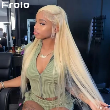 Blonde 613 Human Hair Wigs Straight Hd Lace Frontal Wig 13X6 Brazilian Wig For Black Women 230 Density Lace Front Wig 30 40 Inch 1