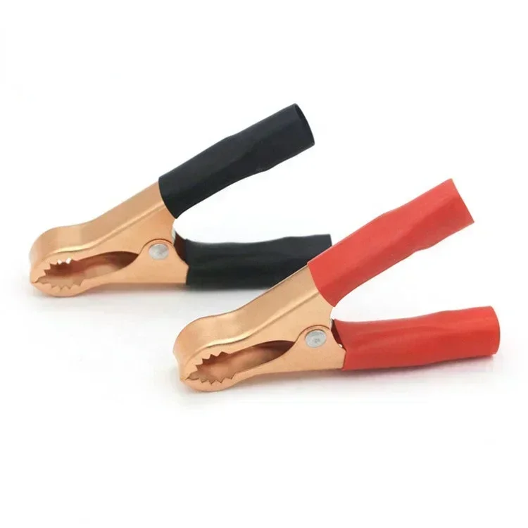 2/10x 50A Red + Black 75mm Crocodile Car Caravan Van Battery Test Lead Clips Alligator Clips Connector Plug Power