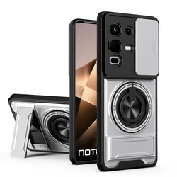 Magnetic Phone Case with Slide Camera Protection and Upright Kickstand for Infinix Note 50S 5G (Silver)