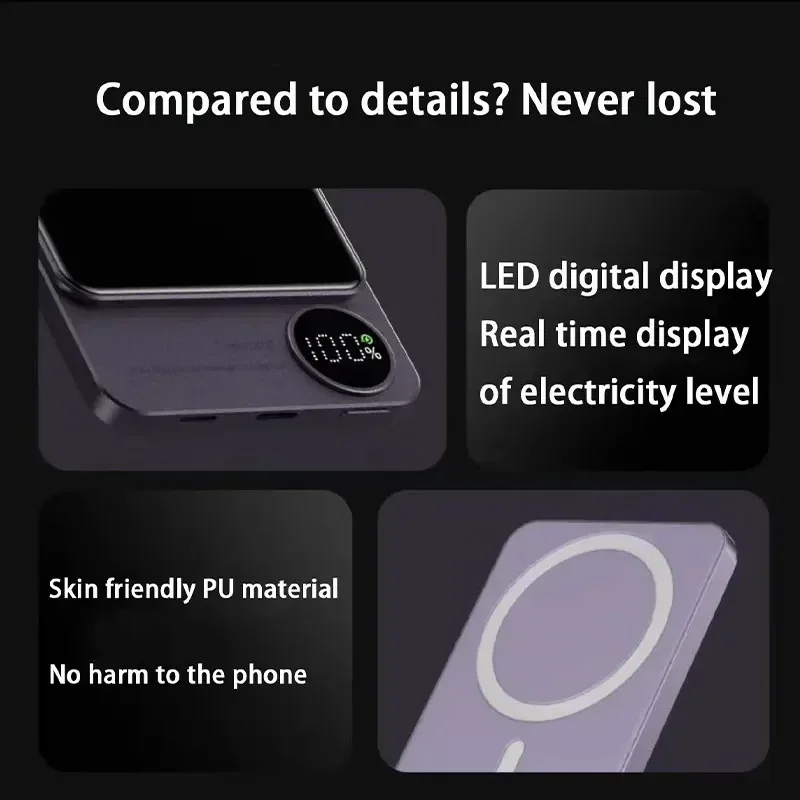 50000mAh Magnetic Wireless Power Bank 5000mAh Portable PD 20W Fast Charging External Battery for iPhone 14 13 Samsung Powerbank