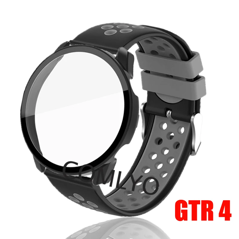 

Для Amazfit GTR 4 Чехол PC + защита для экрана из закаленного стекла полное покрытие бампер Оболочка Чехол s силиконовый ремешок GTR4 браслет ремень