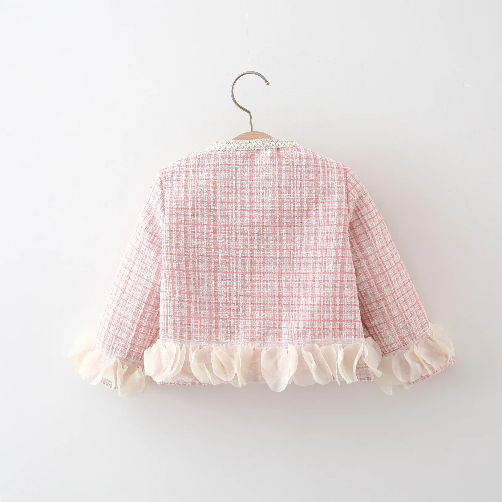 Spring And Autumn Little Fragrant Style Lace Girl'S Coat Cute Girl'S Woolen Outerwear