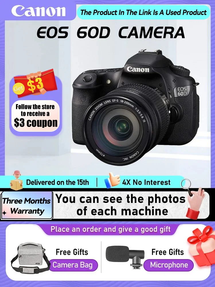 Digital Camera Canon EOS 60D 70D 80D 90D APS-C Digital SLR Compact 32.50MP 4K Video (Used)