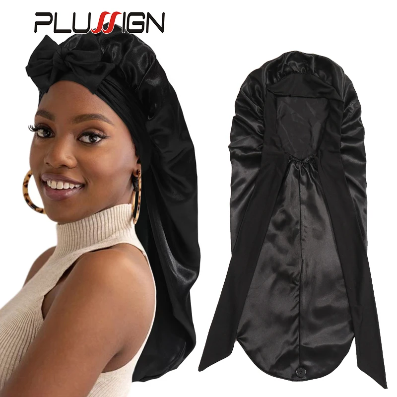 Satin Bonnet Long Satin Bonnet Silk With Tie Band for Women Sleeping Reusable Long Braids