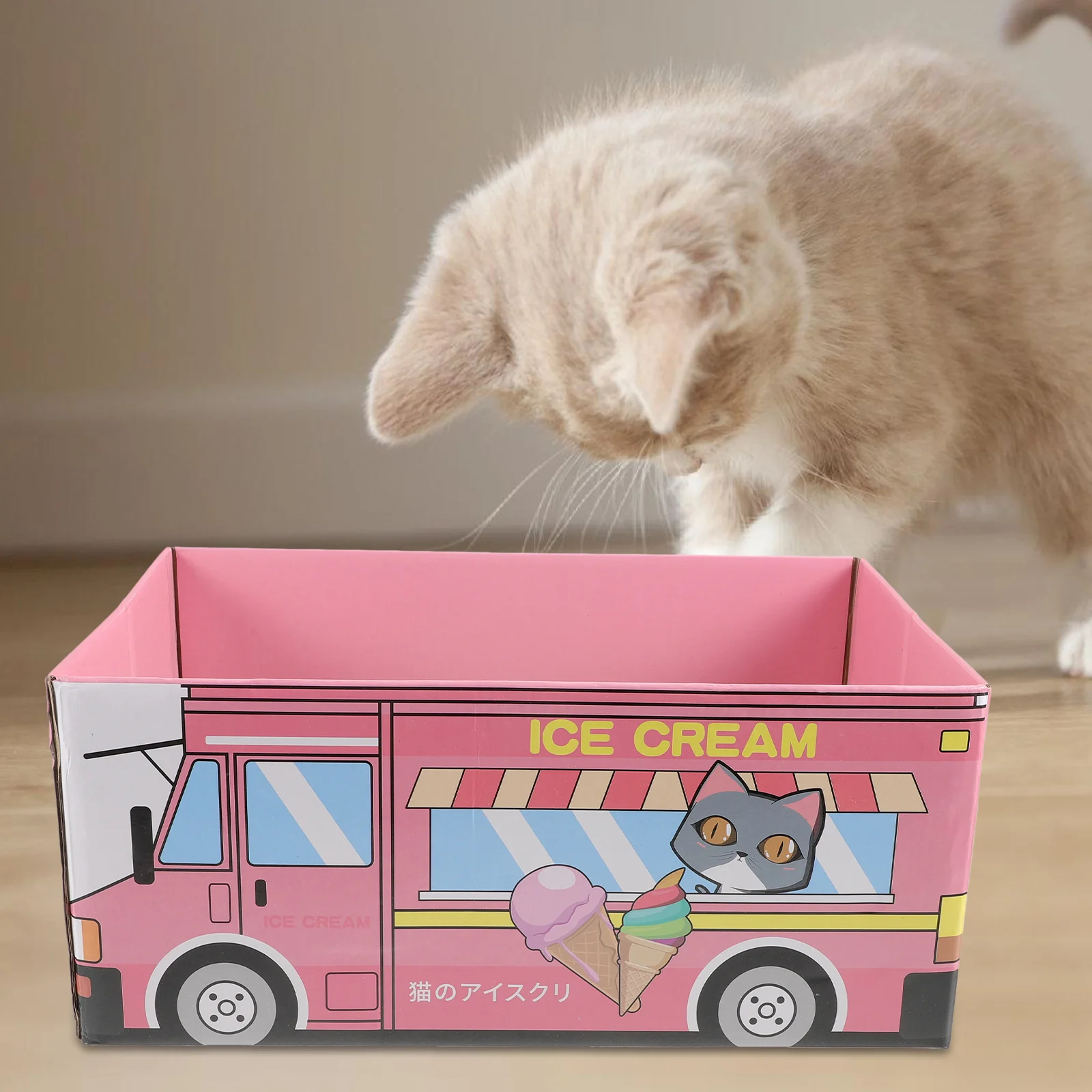 

Cat Scratching Board Litter Toys for Cats Cardboard House Ice Cream Play Corrugated Paper Scratcher Houses