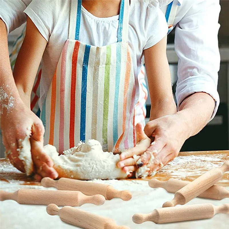A19F-45 Pieces Wooden Mini Rolling Pin 6 Inches Long Kitchen Baking Rolling Pin Small Wood Dough Roller For Children Fondant