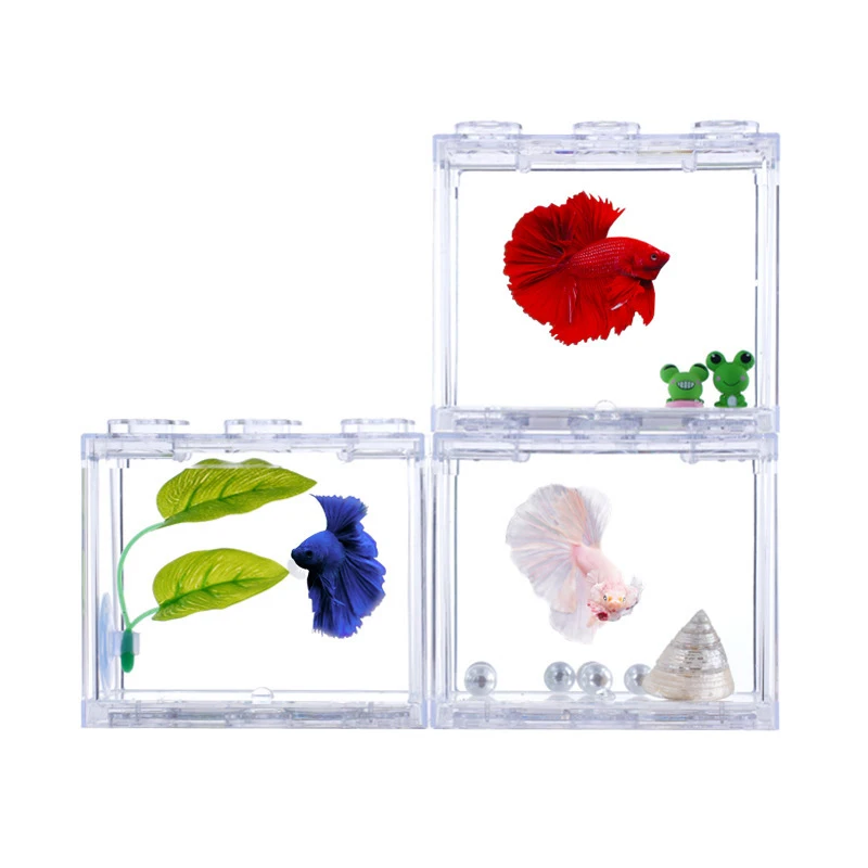 Mini Fish Bowls Thai Betta Tank Small Ornamental Fish Live Pet Stackable Aquariums Cylinder 6 Holes High Transparency Tank