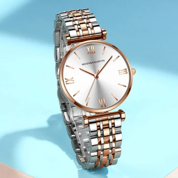 2024 New Women's Leisure Watch Top Brand Hanna Martin Japanese Movement Stainless Steel Fashion Roman Scale Women's Quartz Watch
