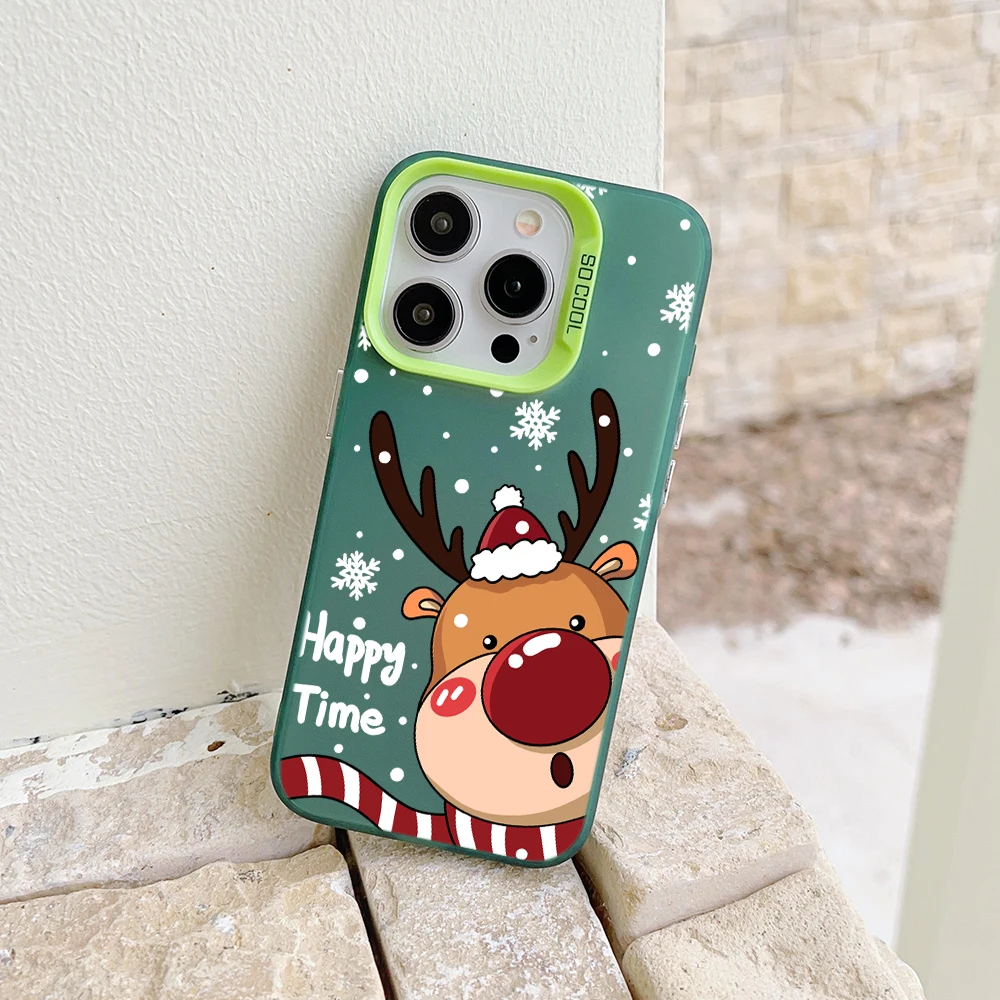 Festive Christmas Elk & Santa Claus Matte Phone Case Cover