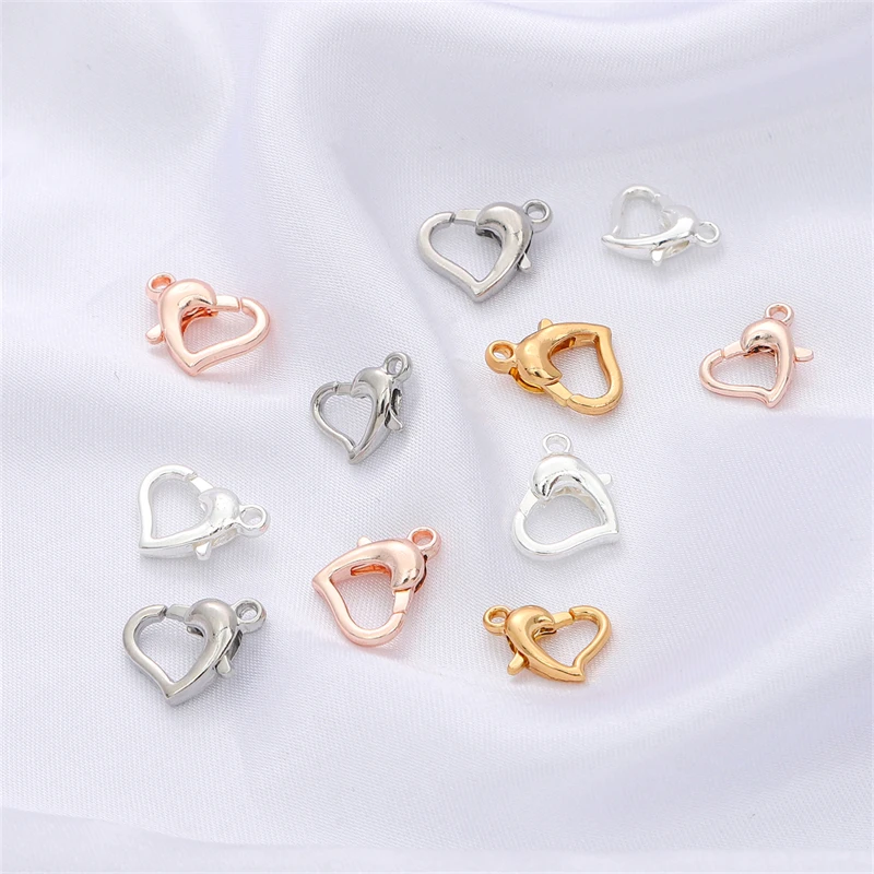 1 stücke 14K/18K Gold/Silber Überzogene Messing Hummer Haken Ende Stecker Herz Umklammert Für Schmuck, der DIY Halskette Armband Ohrringe