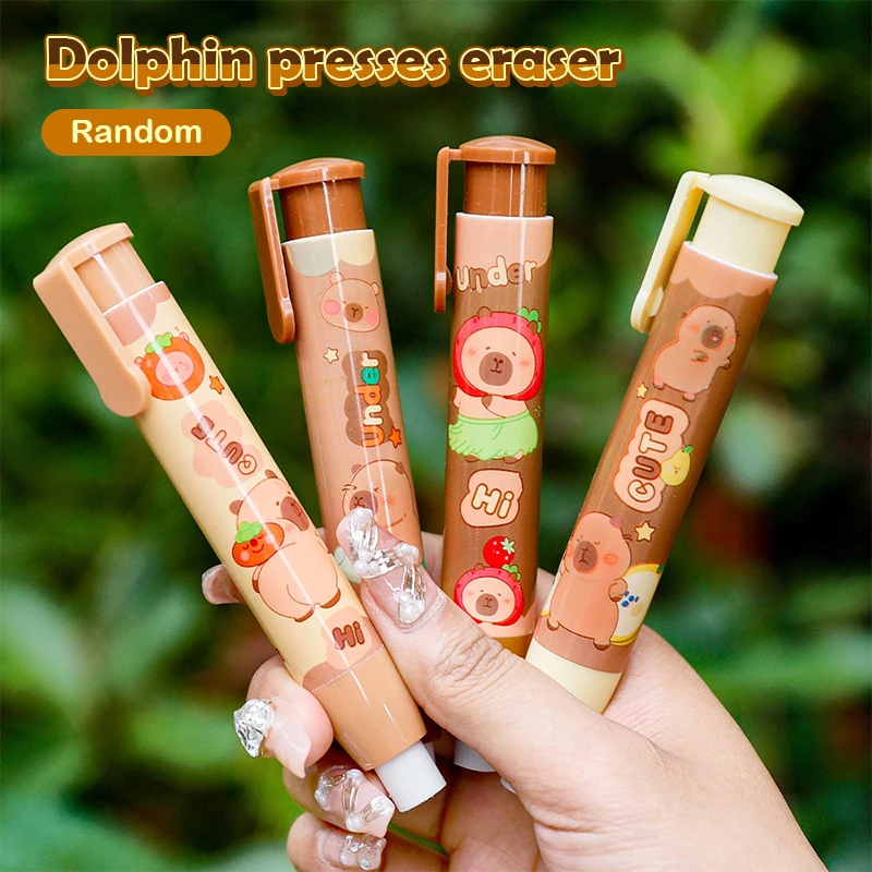 Cartoon Capybara Push-pull Erasers Student Rubber Writing Drawing Eraser Creative Pencil Eraser School Supplies Stationery 1pc