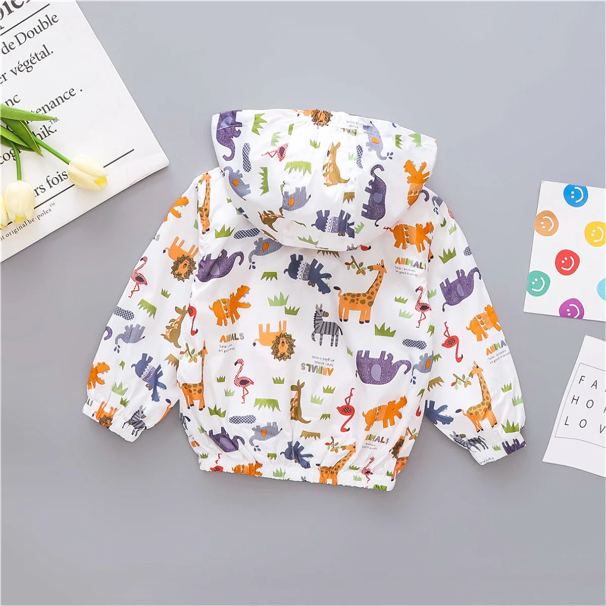 Children's outerwear for boys and girls Autumn baby giraffe jacket Children's hooded jacket top