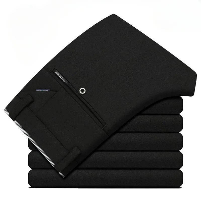thumbnail image 1 of Pantalones para hombre rectos de sastrería social para hombre, pantalones de traje elásticos negros para negocios, ajustados, elásticos, de alta calidad, formales, 1 of 5