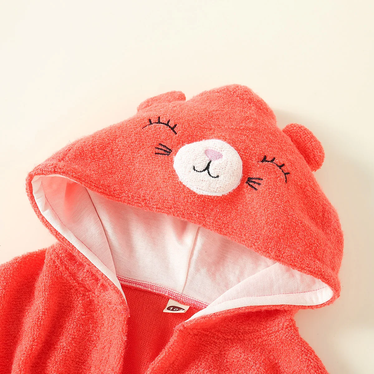 Kids Pajamas Set Toddler Girl Bear Animal Shape Furry Long-Sleeved Lace-Up Warm Winter Nightgown