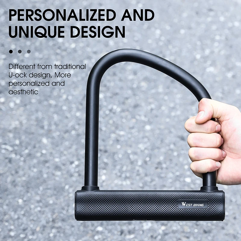 WEST BIKING MTB Road Bike Motorcycle U Lock Heavy Duty Anti-Theft E-Bike Padlock High Security Door Lock Bicycle Accessories