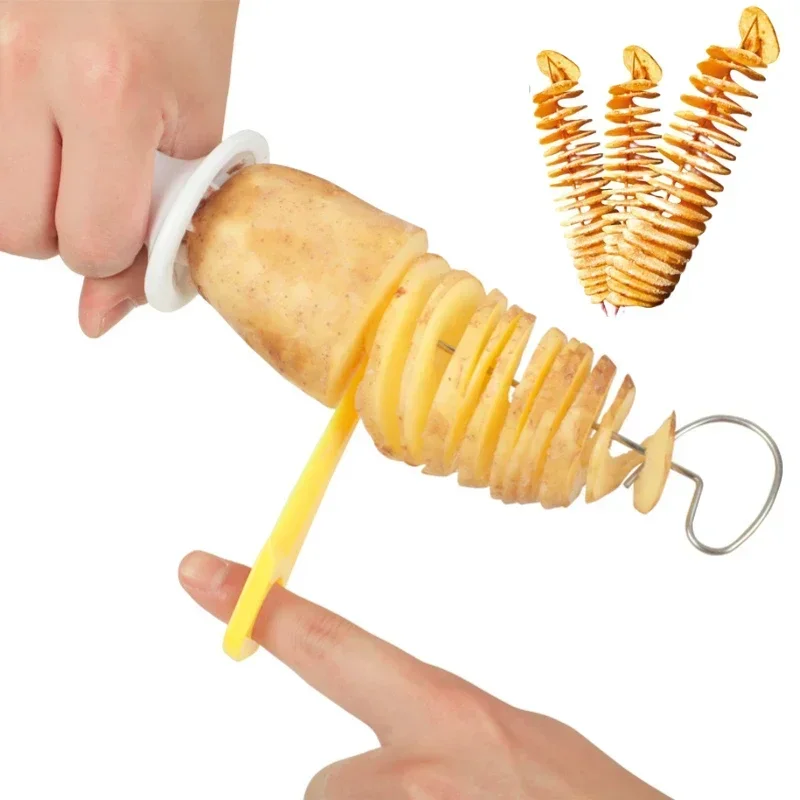 Protable Potato BBQ Skewers for Camping Chips Maker Potato Slicer Spiral Cutter Barbecue Tools Kitchen Accessories Grill