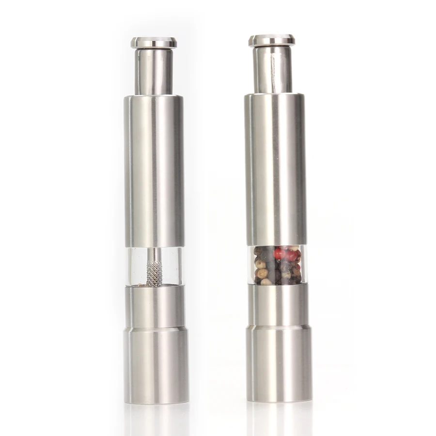 

HF Pepper Grinder, Stainless Steel Manual Hand Thumb Press Grinder Mills for Fresh Seasoning