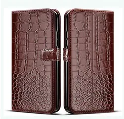 Leather Flip Wallet Case with Card Holder and Stand Functionality - Samsung A20 (KZ Brown)