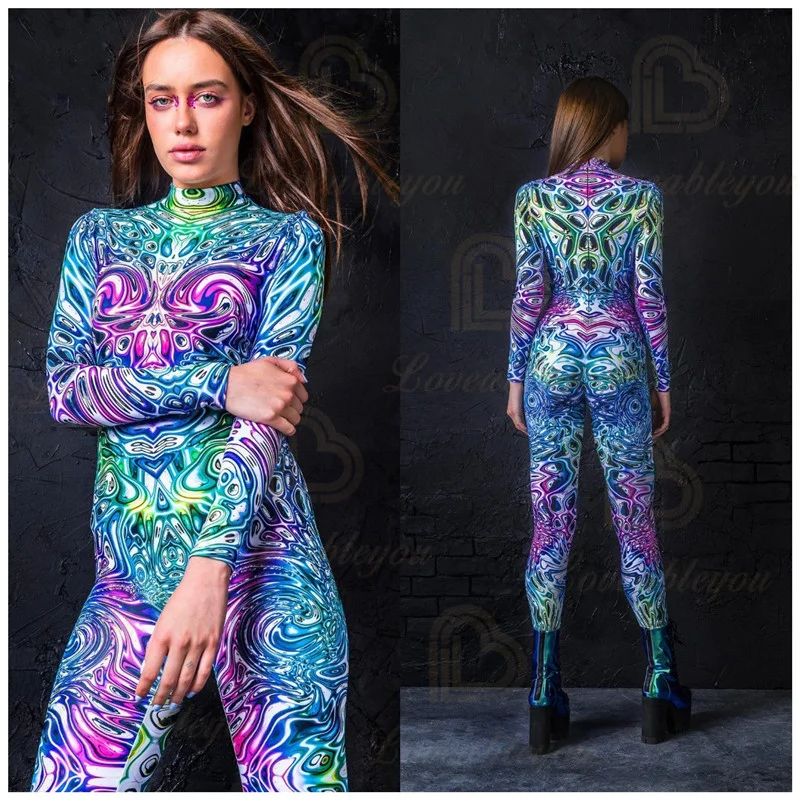 Sexy Women/Lady/Girls/Female Totalmente Suit Spandex Jump Suit Color Element Blue Muscle Super Hero Zentai Catsuit Costume Cosplay