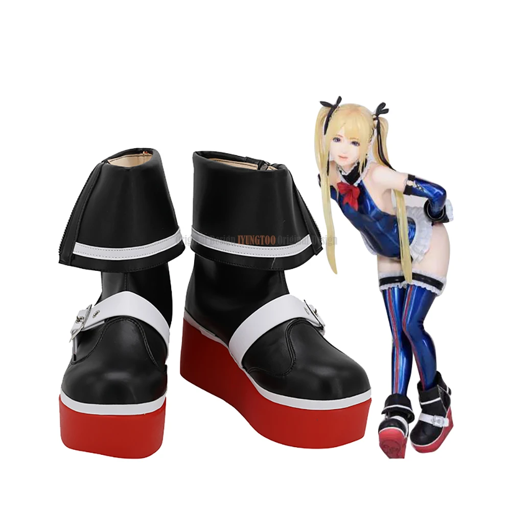 Muerto o vivo Marie Rose Cosplay botas de zapatos de cuero de