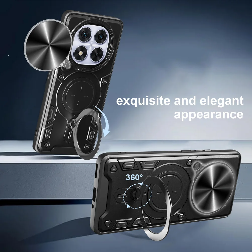 Enhanced Protective Case with Metal Ring Holder and Magnetic Car Mount - Rotating Holder Cover