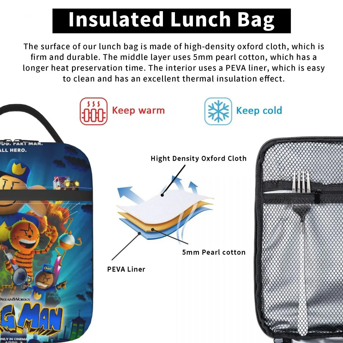 Dog Man Dogman Movie 2025 Comic Merch Insulated Lunch Bag For School Office Food Storage Bag Portable Thermal Cooler Lunch Boxes 5