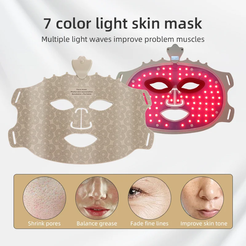 7 Color Red Light Therapy Mask Silicone LED Face Mask Skin Care at Home with Eye Protection Cushion For Anti Aging Wrinkles led facial mask