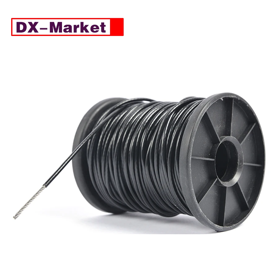 Câble métallique en acier inoxydable 0.8, 100 MM-6MM, 2M-304 M, avec câble  recouvert noir, corde à linge, matériel de liage - AliExpress
