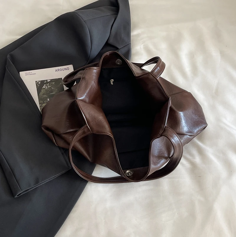 Vintage Pu Leder Tasche Für Frauen Einfache Hohe Kapazität Schulter Tasche apricot bolsa feminina Koreanischen Stil College Buch Tasche Pendeln – Detail 17