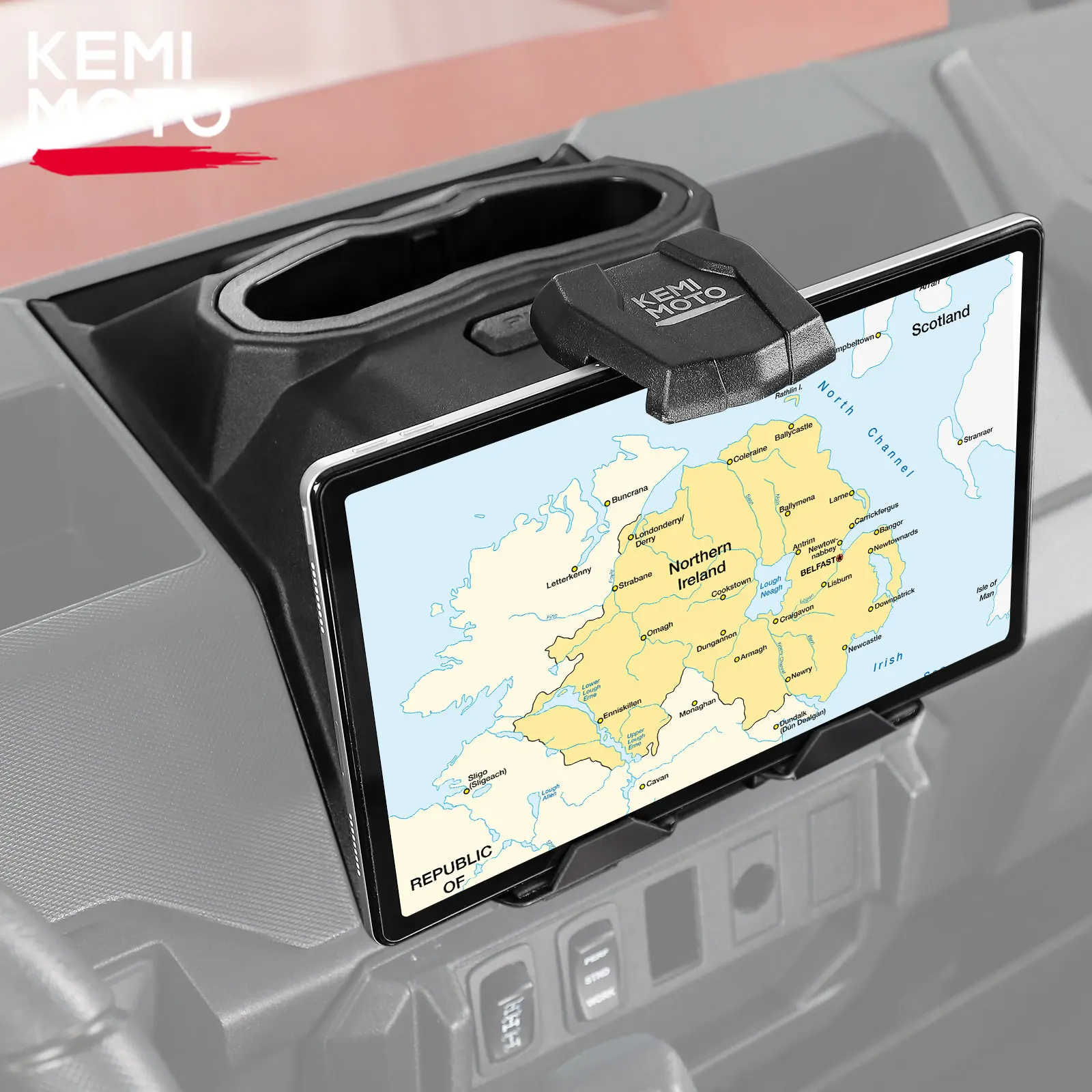 KEMIMOTO UTV GPS Mount Compatible with Polaris Ranger XP 1000, CREW XP 1000 2018-2023 Electronic Tablet Device Holder tablet mount electronic device holder tablet phone device mounts with storage box 715002874 for can am maverick x3 2017 2023