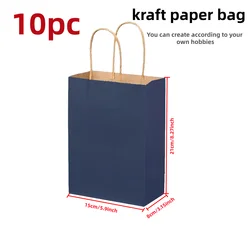 Versatile Brown Kraft Paper Gift Bag with Handle (Blue bag 10pcs)