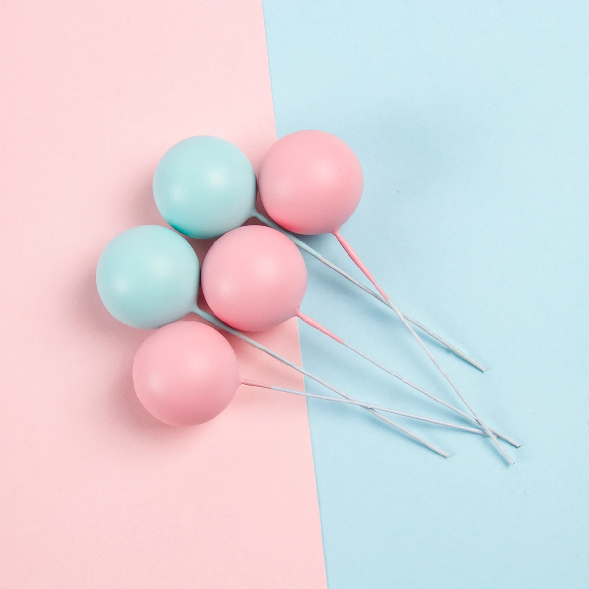 29pcs Bianco rosa blu Mini Palline Topper Torta Decorazioni per Torte a Forma di Palma Topper Foam Ball Torta Adatto per anniversario buon compleanno matrimonio festa celebrazione delle vacanze