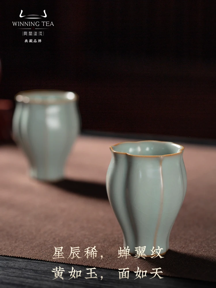 

Ask the Ding Ru Kiln Azure Buddha Hand Pair of Cups Open Piece Master Cup Personal Jingdezhen Ceramic Teacups Gift Boxed