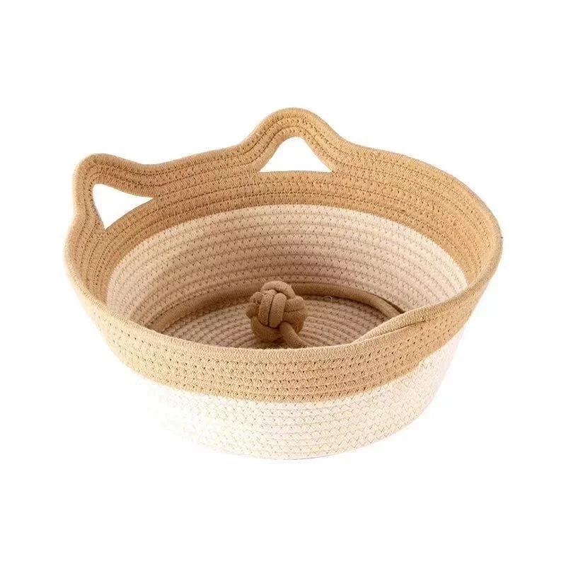 SHISHI Coarse hemp rattan woven cat nest four seasons universal cat bed woven sleeping mat dog kennel pet mat cooling pet bed