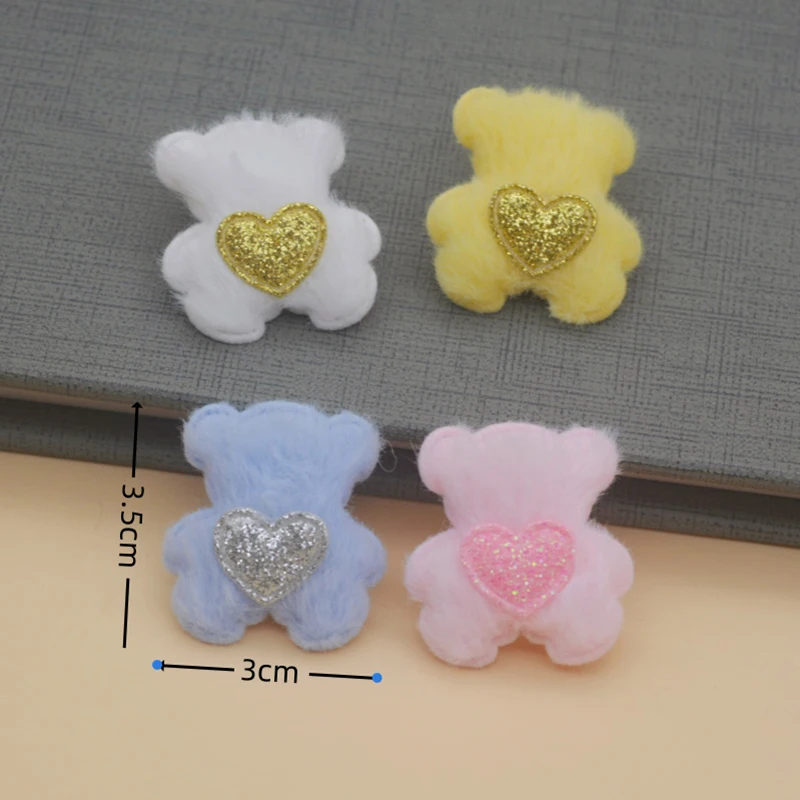 30 Stücke 3*3,5 CM Plüsch Filz Bär Handgemachte Haarspange Zubehör Und Tuch Dekorative Accessoires – Detail 6