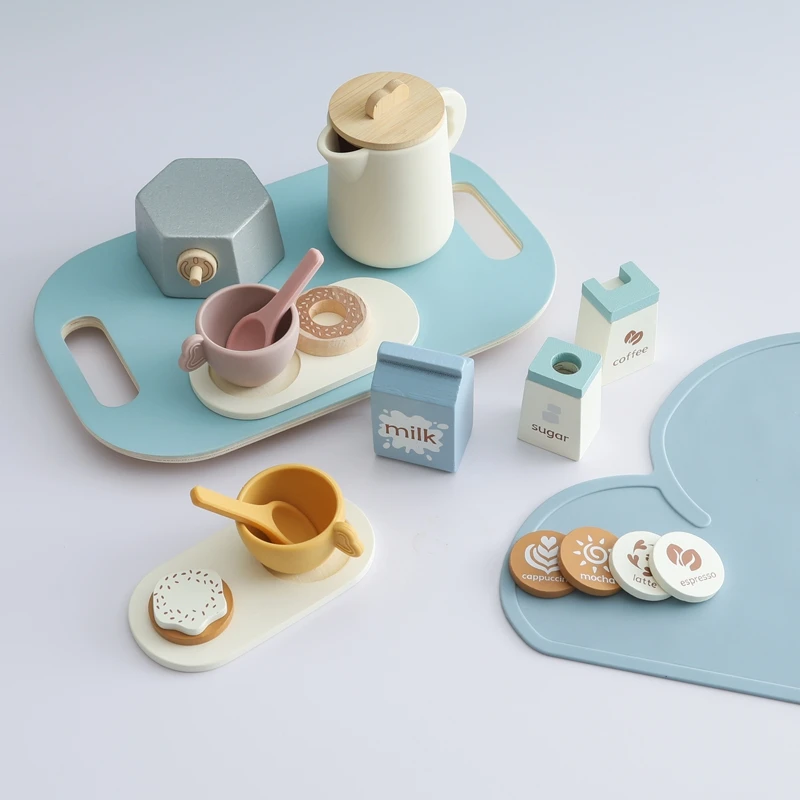 Holz Kinder Montessori Spielzeug Teekanne Tee tasse Kaffee Simulation Küchen utensilien Kinder erziehung so tun, als würden sie Spielzeug Geburtstags geschenke spielen – Detail 11