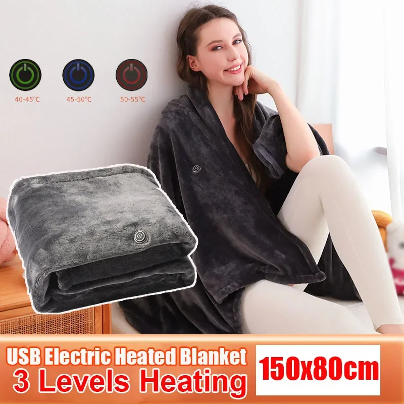 150x80cm Washable USB Electric Blanket Smart Thermostat Flannel Lambskin Nap Heating Pad Household Office Warm Body Blanket